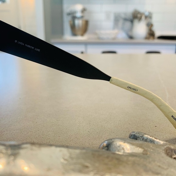 LINDA Farrow Luxe Leather Wrapped & Mat Black Sunglasses - Picture 10 of 11